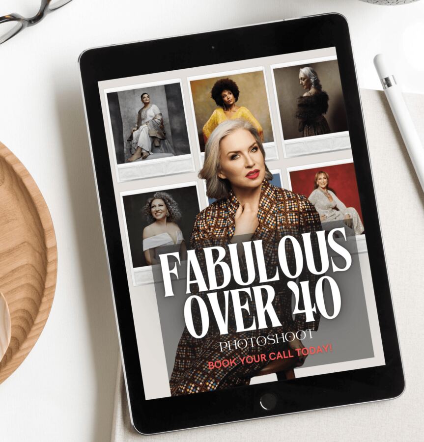 Tablet showing the Fabulous Over 40 ebook site