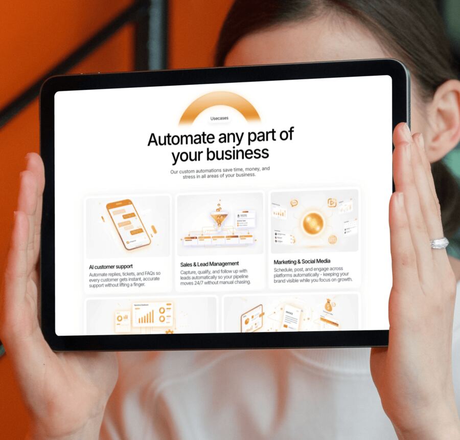 Tablet showing an automation services website