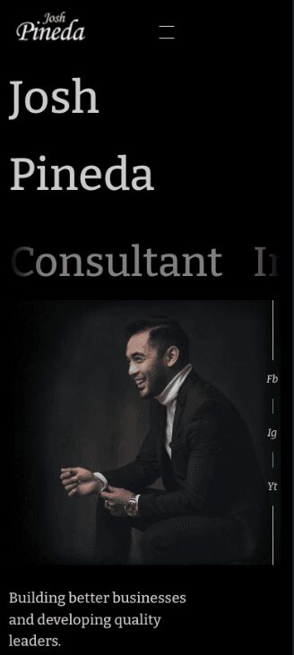 Personal brand website for consultant Josh Pineda